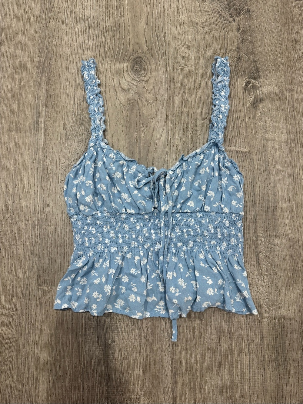 PacSun Light Blue Floral Smocked Cami Top